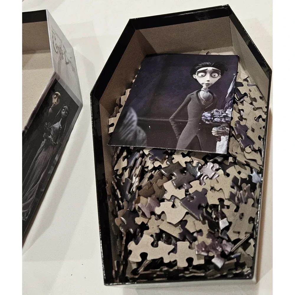Corpse Bride 500 Piece Jigsaw Puzzle Tim Burton Coffin Shaped Box Complete...